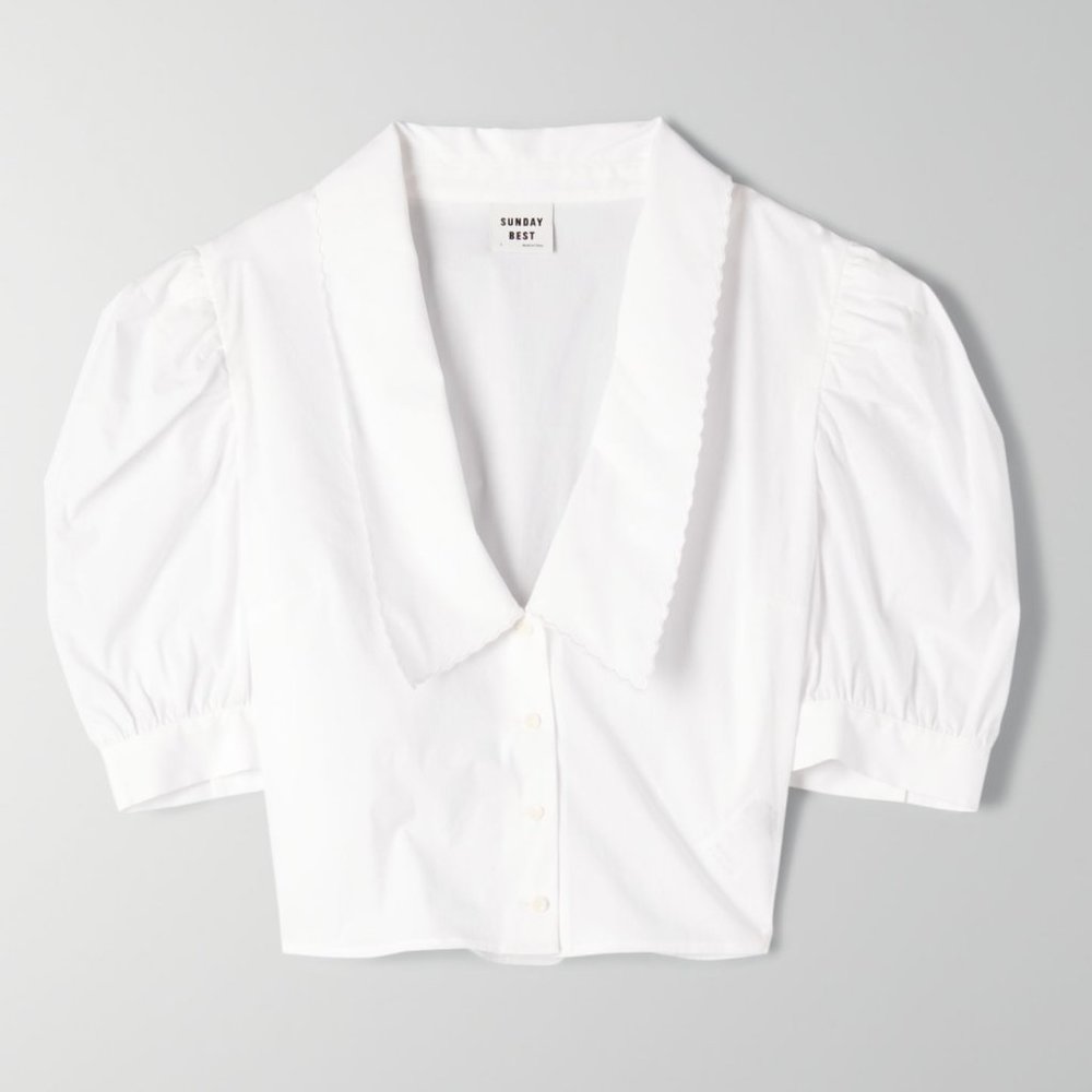Aritzia SUNDAY BEST Solitaire Blouse White Espace Small